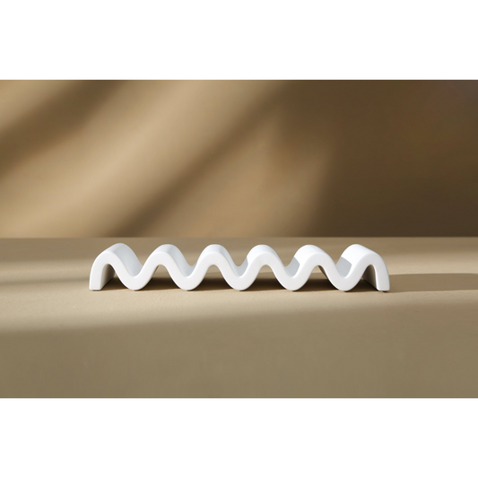 Squiggle Concrete Ornament Tray - White