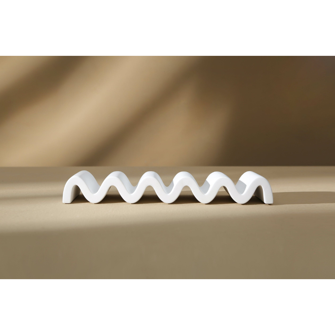 Squiggle Concrete Ornament Tray - White